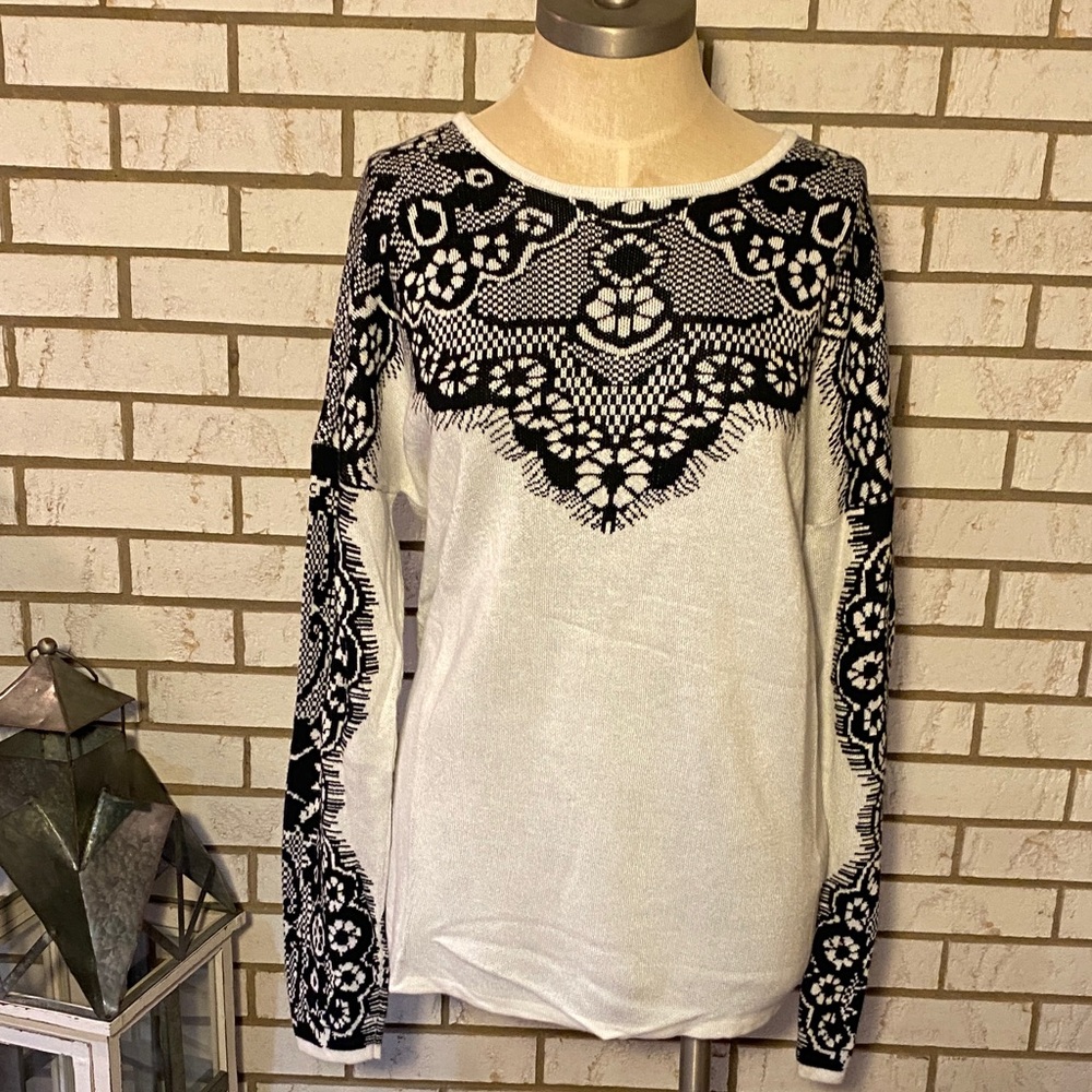 Forever 21 Black and White Lace Sweater